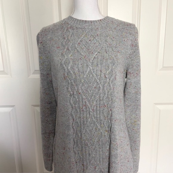 Talbots Women's Large Gray Tweed Sweater‎ Dress Long Sleeve Knee Length Winter - Picture 3 of 8